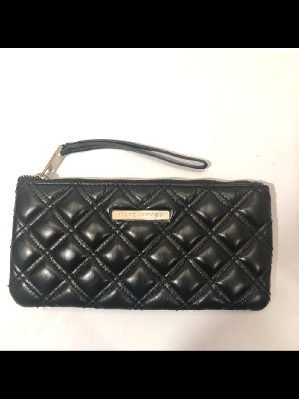 Marc Jacobs Quilted Black Wristlet Wallet Silver Hardward $105 NWOT